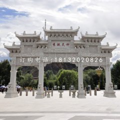 三門牌樓石雕，公園牌坊石雕