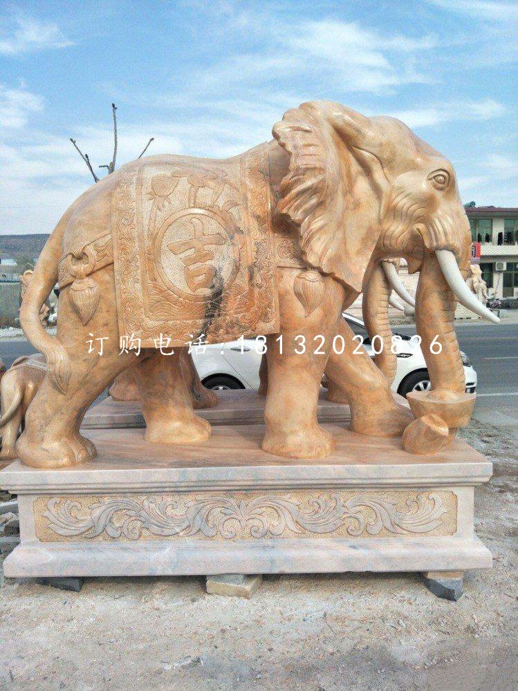 吉祥如意象石雕，晚霞紅動(dòng)物雕塑