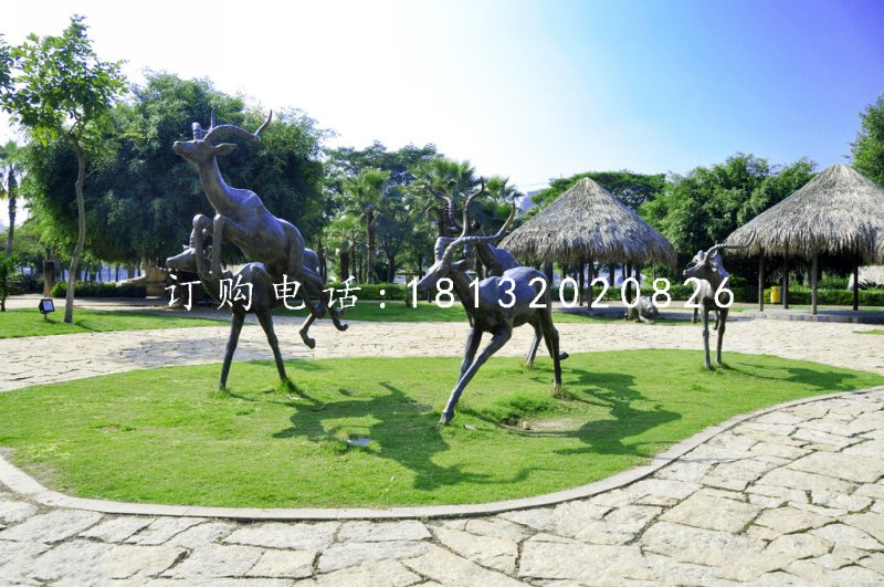 羚羊銅雕，公園動物銅雕