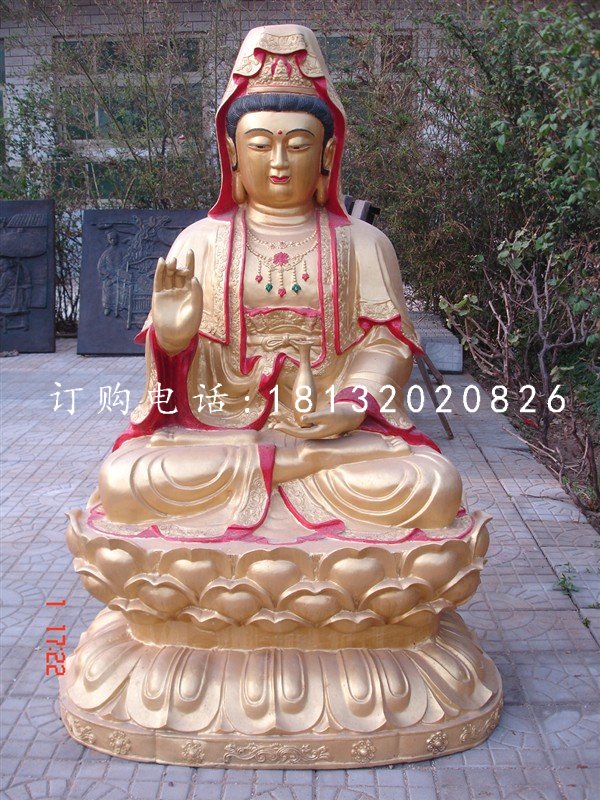 觀音銅雕，彩繪觀世音銅雕