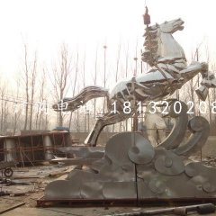 馬踏祥云雕塑，不銹鋼動(dòng)物雕塑