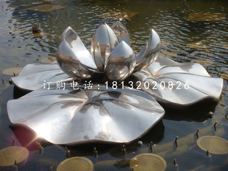 盛開的蓮花雕塑，不銹鋼景觀雕塑