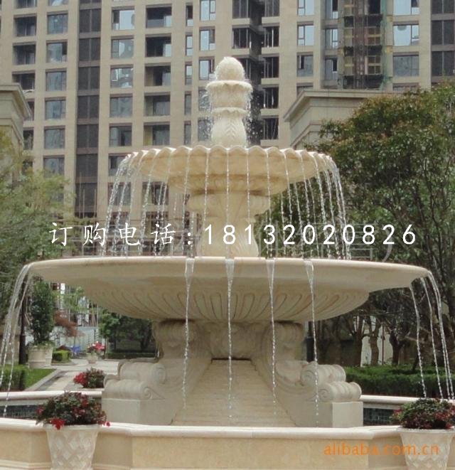 三層歐式噴泉石雕，小區噴泉雕塑
