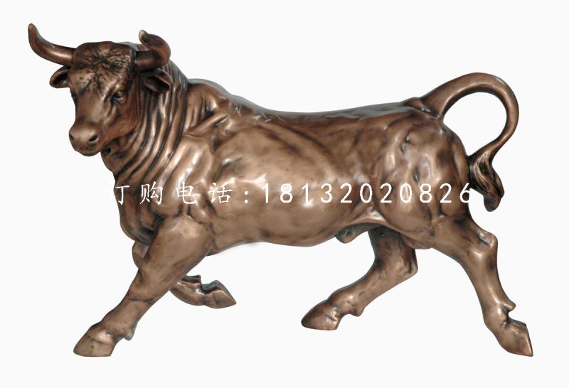 玻璃鋼仿銅牛，公園仿真動物雕塑