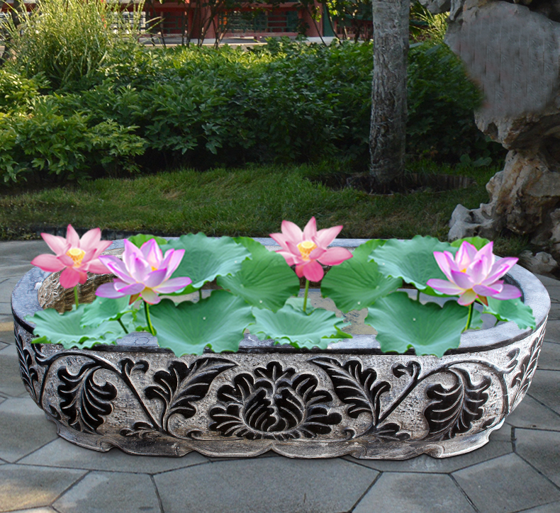 公園景觀石雕，青石浮雕魚缸