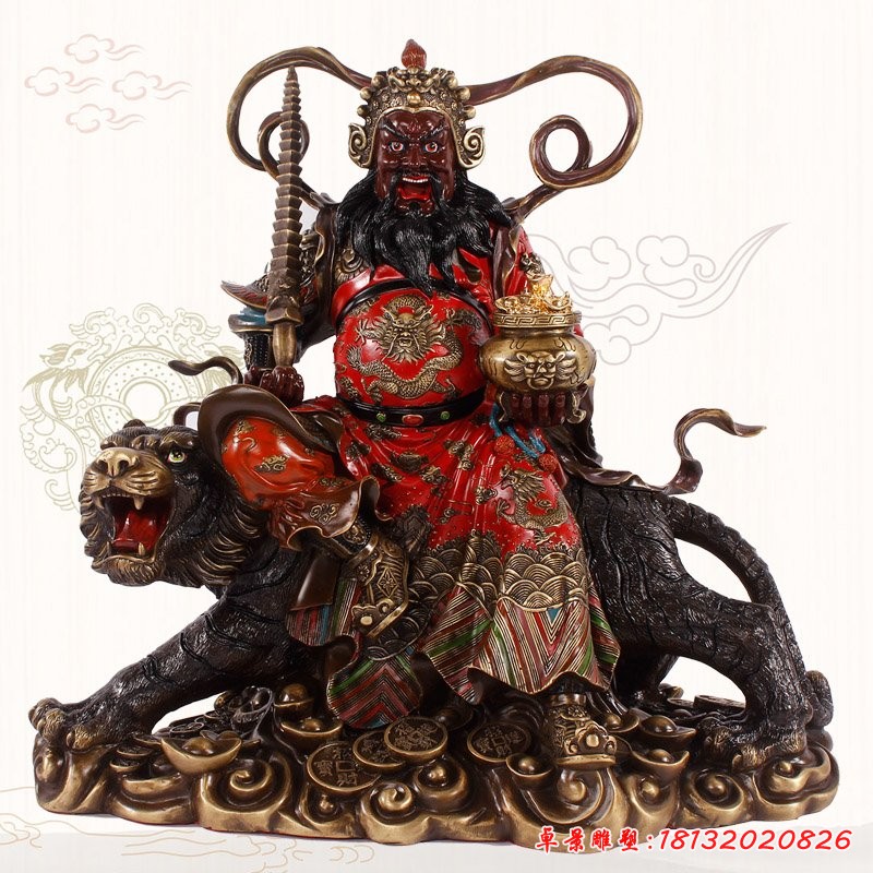 玻璃鋼武財(cái)神趙公明雕塑，玻璃鋼仿銅神像雕塑 (2)[1][1]