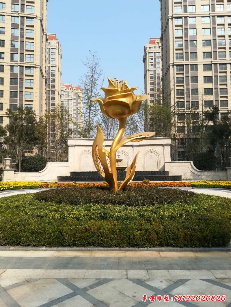 不銹鋼花朵雕塑 小區景觀雕塑