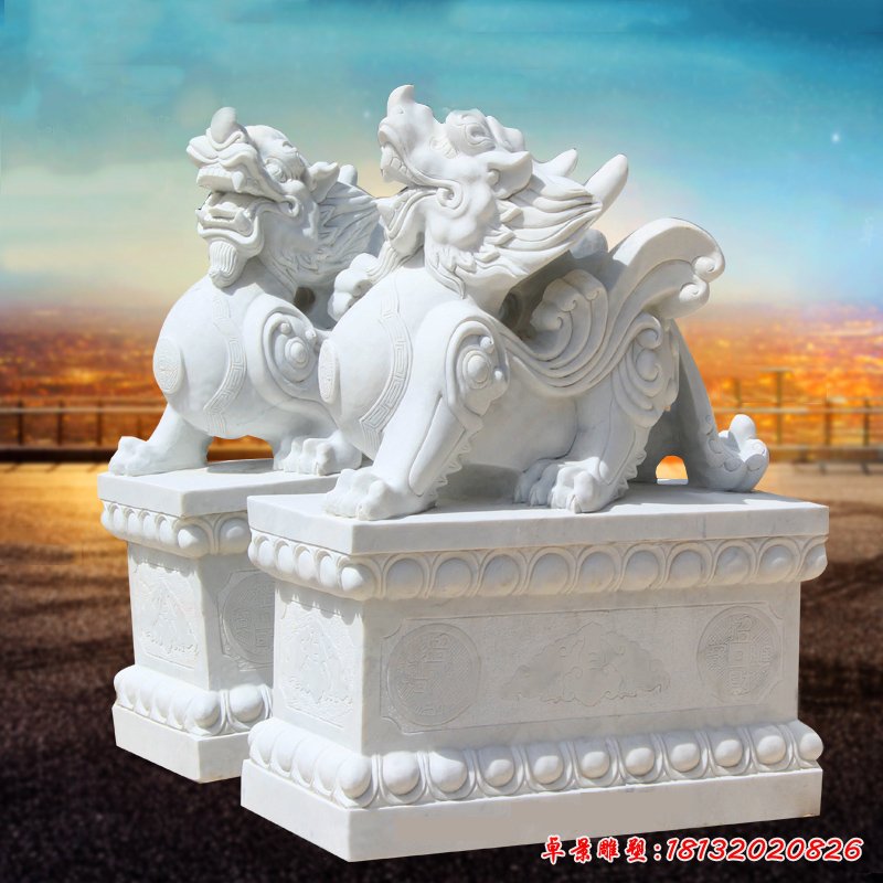 漢白玉立式貔貅石雕，門口招財(cái)貔貅 (3)[1]