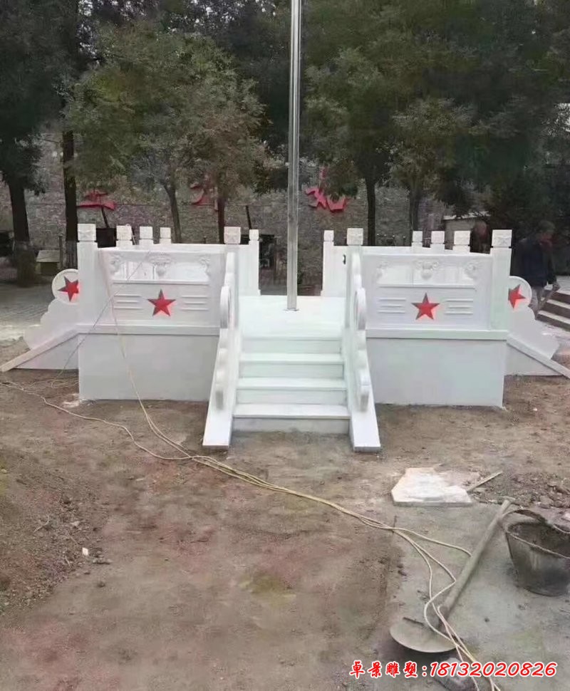 部隊(duì)漢白玉升旗臺石雕