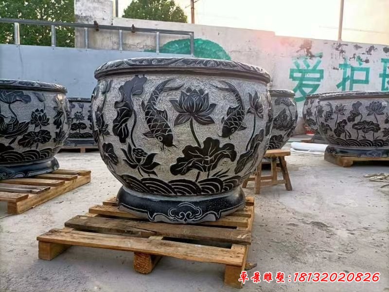 大理石魚(yú)缸石雕