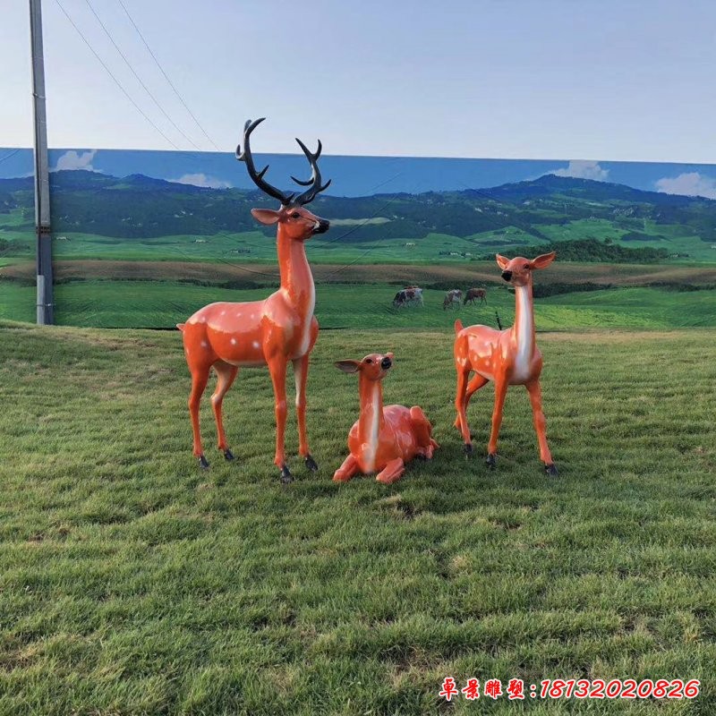 玻璃鋼梅花鹿雕塑