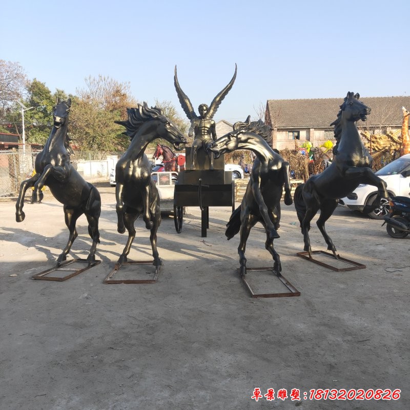 四匹馬阿波羅戰車銅雕