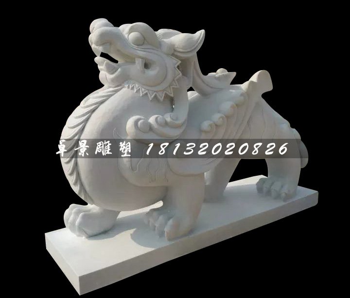 漢白玉貔貅雕塑，馱寶貔貅雕塑