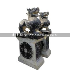 招財貔貅石雕，青石神獸雕塑