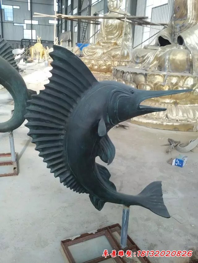 銅雕魚，銅劍魚雕塑