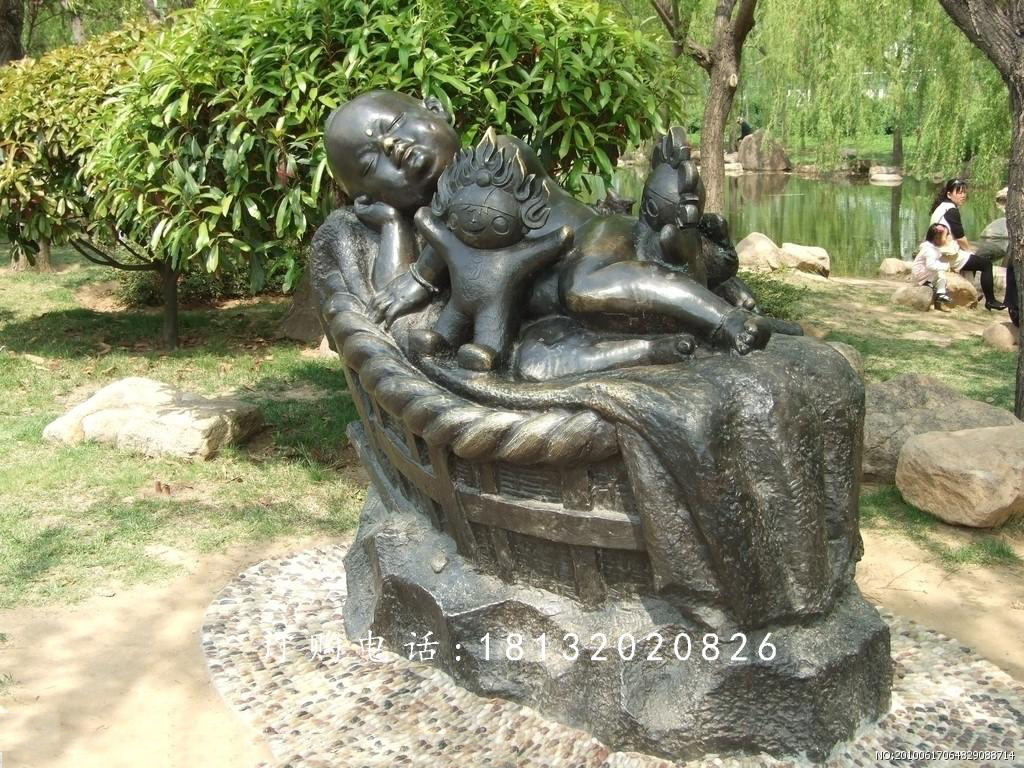 嬰兒睡覺銅雕，廣場人物銅雕