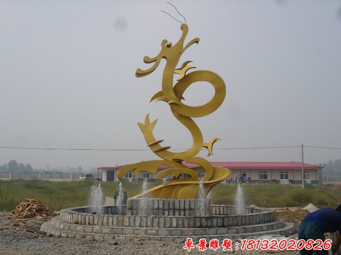 不銹鋼金龍雕塑，不銹鋼神獸雕塑