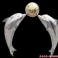 小區景觀雕塑，不銹鋼海豚雕塑