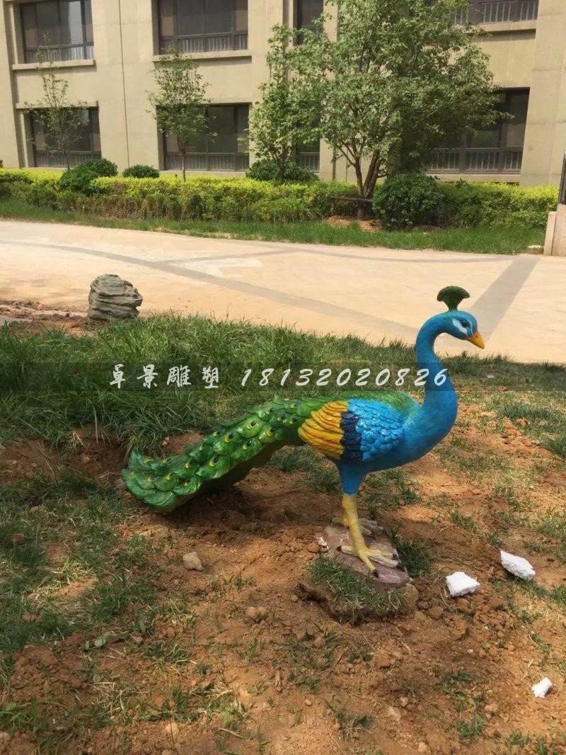 玻璃鋼孔雀雕塑，仿真孔雀雕塑