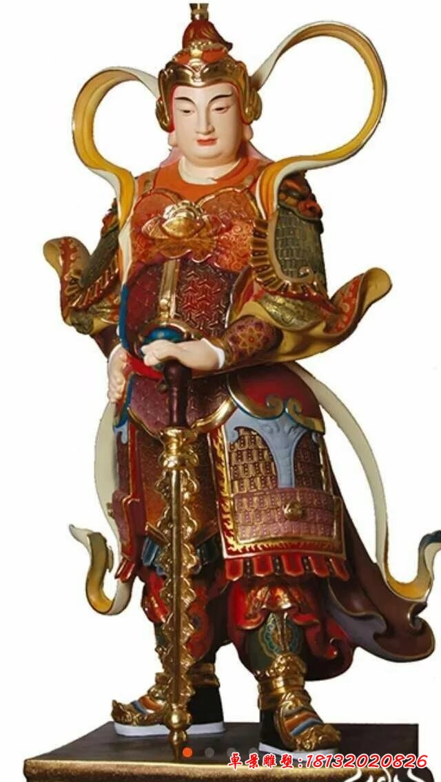 玻璃鋼韋陀雕塑，玻璃鋼彩繪雕塑