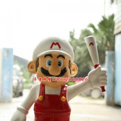 玻璃鋼瑪麗奧雕塑，卡通人物雕塑