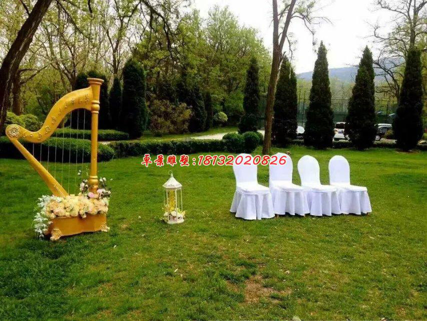 玻璃鋼豎琴雕塑，玻璃鋼仿真雕塑