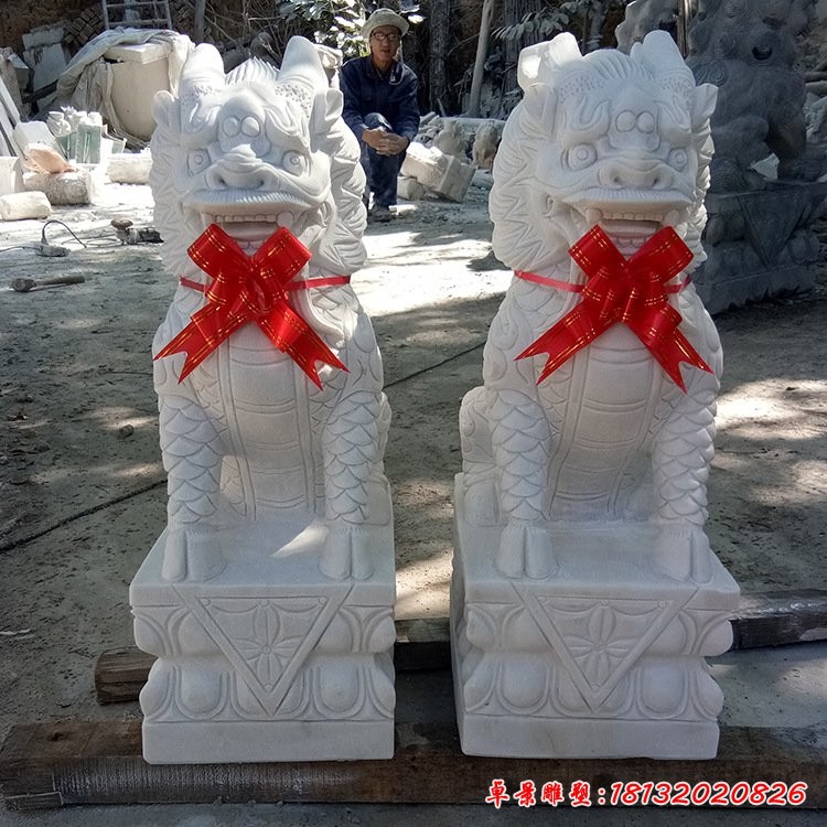 漢白玉鎮宅麒麟雕塑