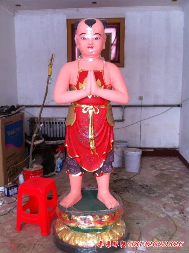 玻璃鋼善財雕塑，寺廟神仙雕塑