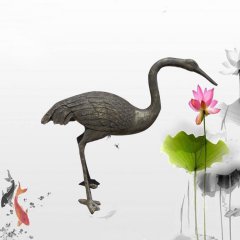玻璃鋼丹頂鶴，仿銅動物雕塑