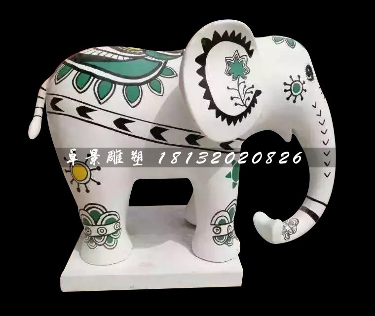 彩繪小象雕塑，玻璃鋼商場雕塑