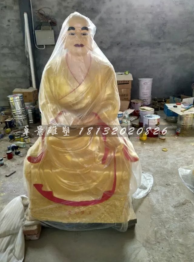 十八羅漢雕塑，玻璃鋼貼金佛像