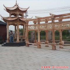 園林長(zhǎng)廊涼亭石雕