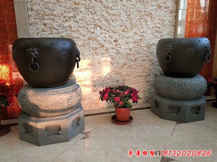 小區庭院水缸銅雕