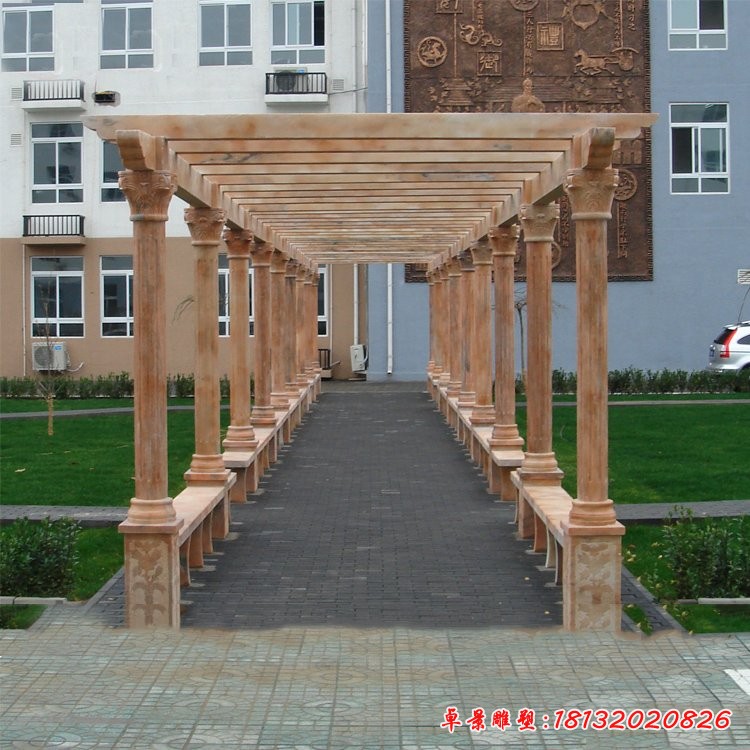 晚霞紅校園長廊走廊