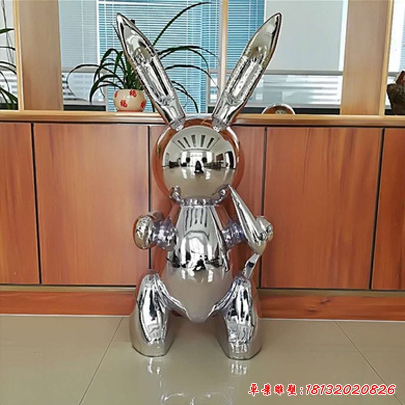 鏡面不銹鋼卡通兔子雕塑