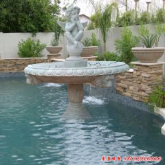 小區天使人物噴泉石雕