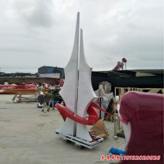校園不銹鋼抽象船帆雕塑