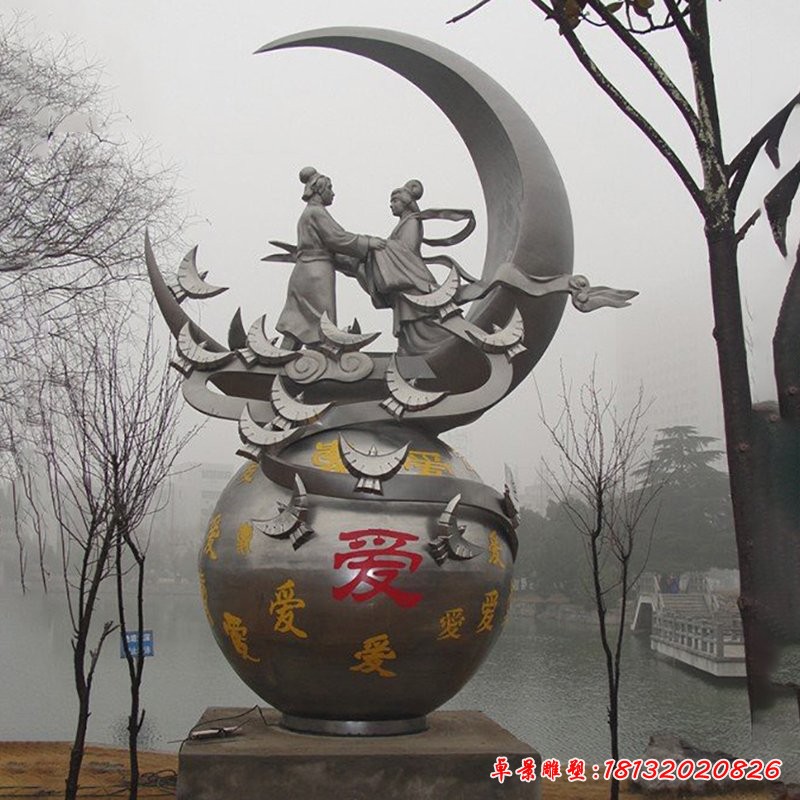 不銹鋼牛郎織女雕塑，公園不銹鋼雕塑