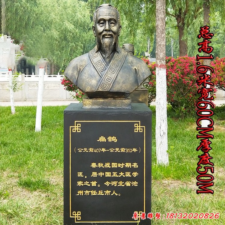 春秋戰國時期名醫扁鵲胸像銅雕