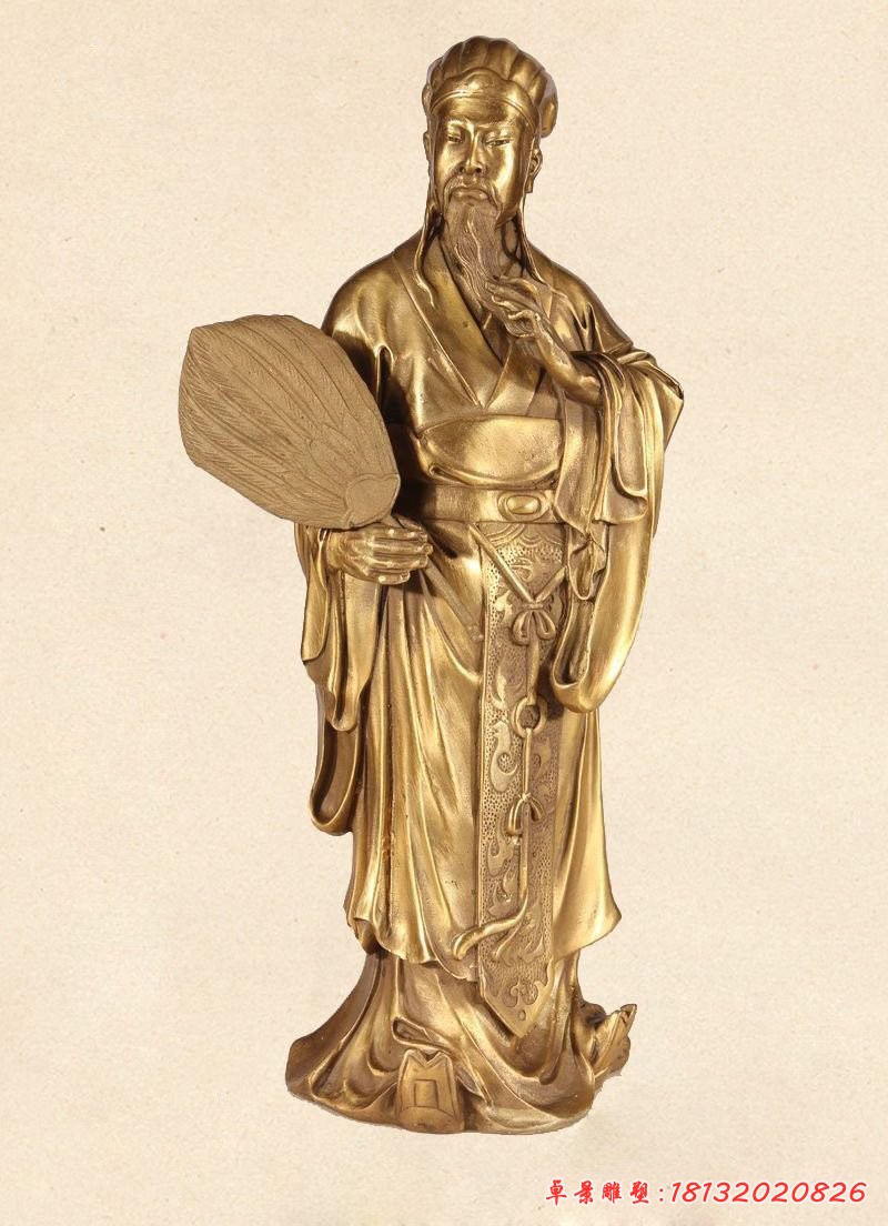 諸葛亮銅雕，古代名人銅雕