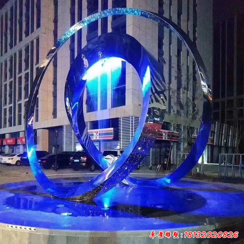 不銹鋼圓環燈飾雕塑 (3)