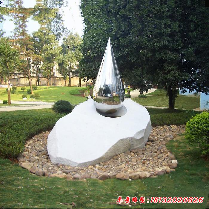 不銹鋼園林水滴雕塑