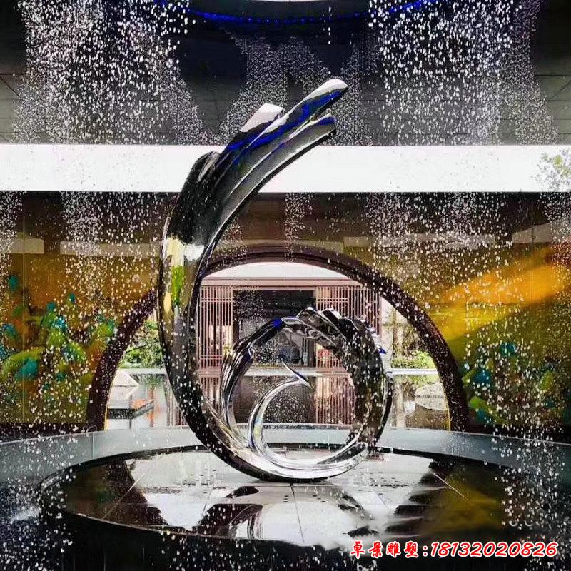 不銹鋼小區噴泉海浪雕塑