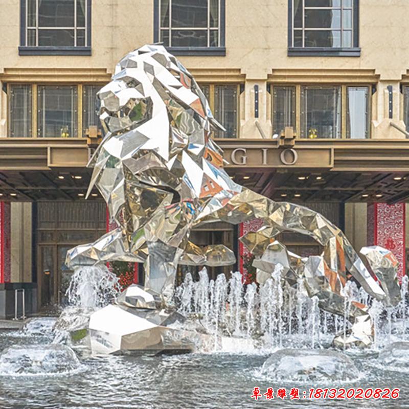 不銹鋼酒店動物獅子雕塑