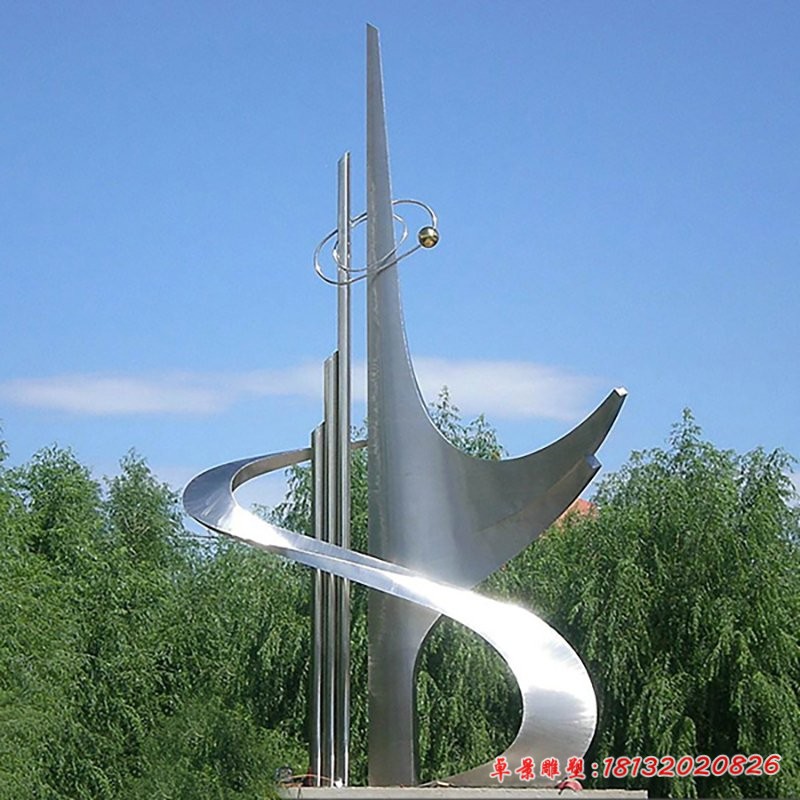 不銹鋼海浪標志雕塑