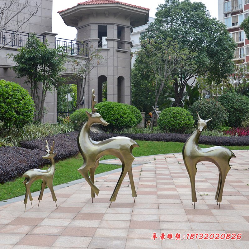 別墅抽象銅鹿雕塑