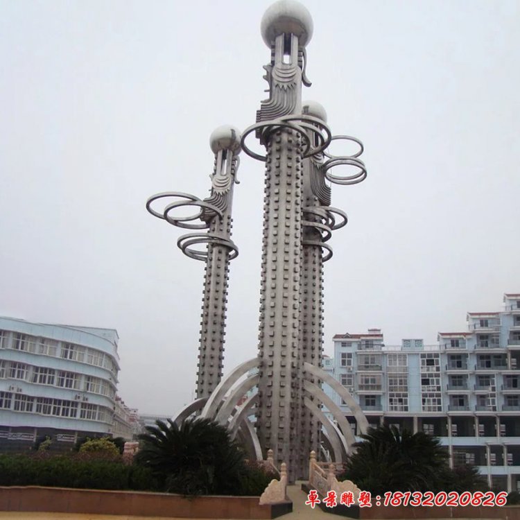 景區龍柱不銹鋼雕塑