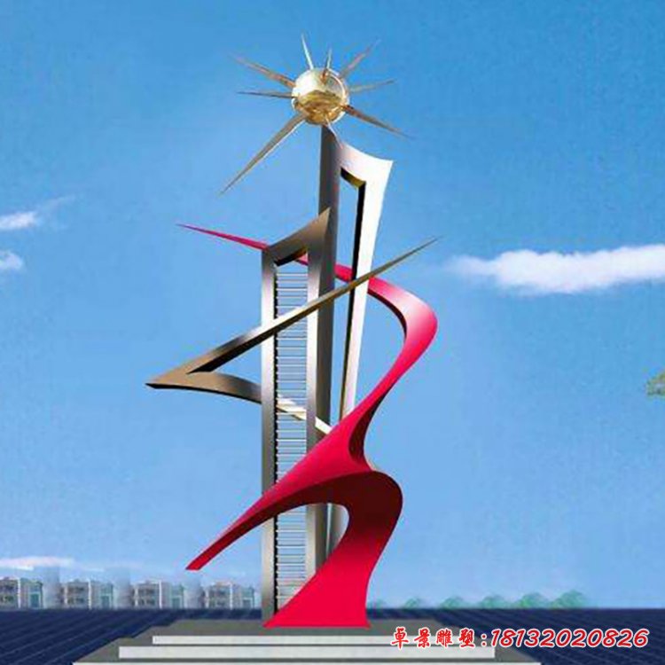 企業不銹鋼抽象科技之光雕塑 (21)