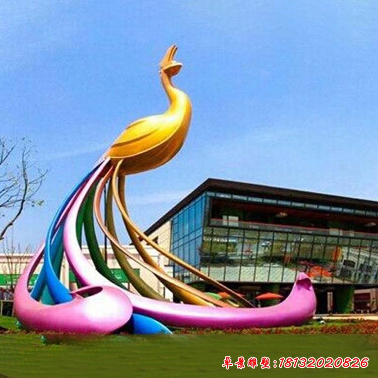 彩色不銹鋼孔雀雕塑