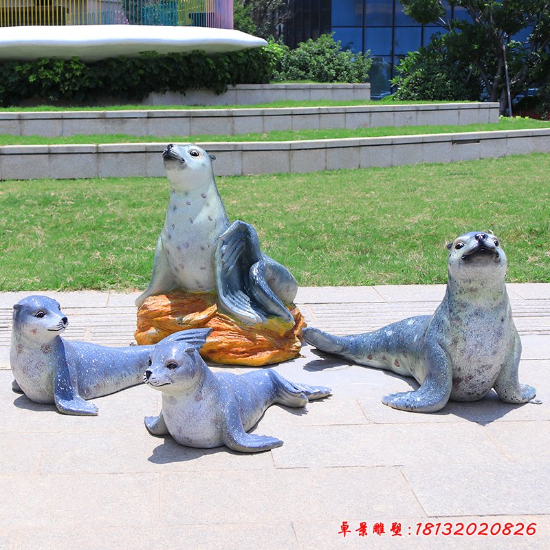 景區玻璃鋼海豹動物雕塑 